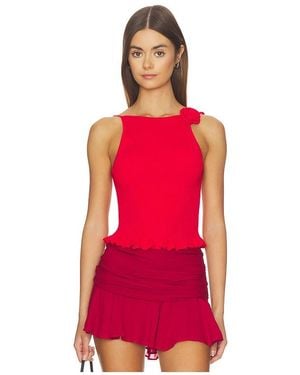 MAJORELLE Kamilla Crochet Flower Tank - Red