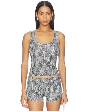 1XBLUE Lace Print Tank Top - Black