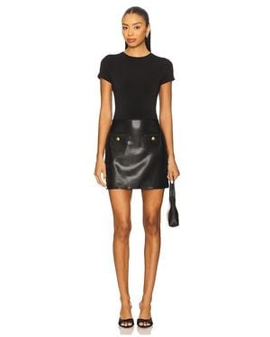 Alice + Olivia Sydney Faux Leather A Line Dress With Pocket - Black