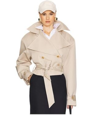 Helsa Oversized Cropped Trench Coat - Natural
