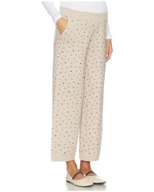 HATCH The Nora Floral Knit Pant - White