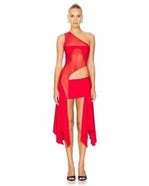Sketch-Y X Revolve Tricot Mesh Dress - Red