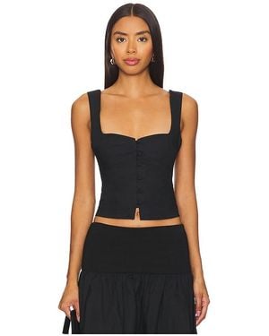 Tularosa Button-Front Poplin Blouse - Black