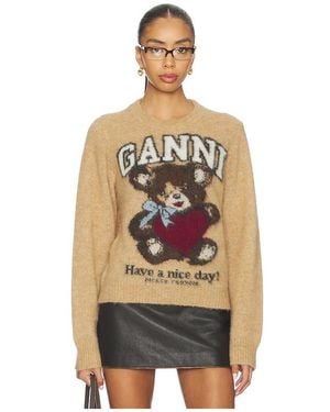 Ganni Brushed Alpaca Jumper - Brown