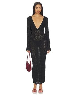 MORE TO COME Dylan Deep V Maxi Dress - Black