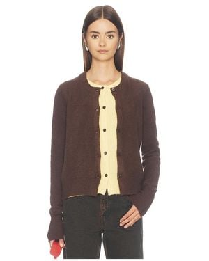 Cubic London Crewneck Knit Button-Up Cardigan - Brown