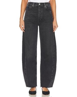 Agolde Luna Pieced Wide Leg Jeans - Black