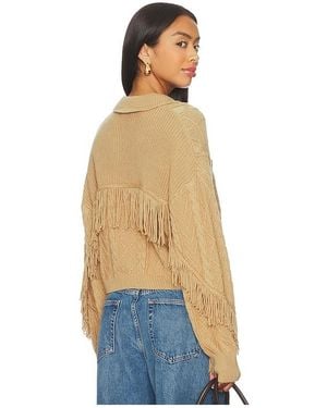 Central Park West Elyse Cabled Fringe Jumper Cardigan - Blue