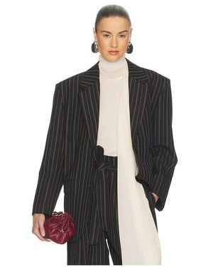 Helsa Stripe Twill Boyfriend Blazer - Black