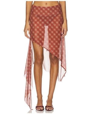 House Of Sunny Retro Check Mesh Skirt - オレンジ