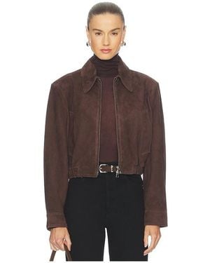 Agolde Nahlia Cropped Suede Jacket - Brown