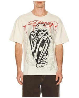 Ed Hardy Camiseta Boxy Skele Rhinestone En Color Blanco Talla (También En M, S, Xl/1X) - Neutro