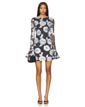 ROTATE BIRGER CHRISTENSEN Minivestido Manga Larga Flower Mesh En Color Gris Talla En - Negro