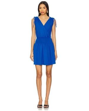Bobi Surplice Smocked Waist Dress - Blue