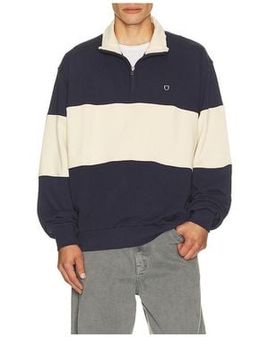 Brixton Danville Fleece Quarter Zip Jumper - Blue