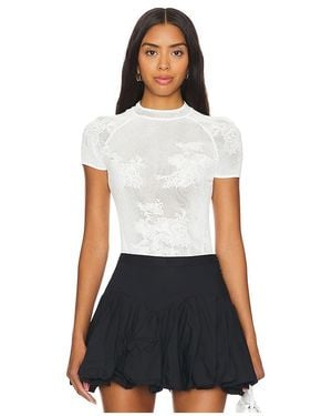 Fleur du Mal Kurzärmeliges Shirt Lace Insert Poplin - Weiß