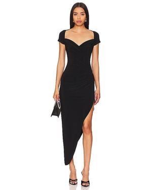 Norma Kamali Cap Sleeve Sweetheart Side Drape Gown - Black