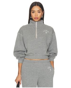 ÉTERNE Tri-Blend Fleece Cropped Half-Zip Sweatshirt - Grey