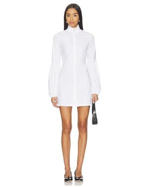 Caroline Constas Jacqueline High Neck Ruffle Mini Shirt Dress - White