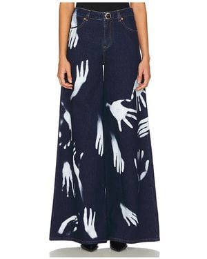 Area Handprint Wide Leg - Blue