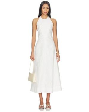 Rohe Neckholderkleid Aus Strukturierter Baumwolle - Weiß