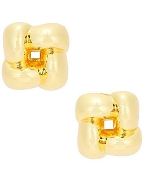 Jenny Bird Pendientes De Tachuela Medium Woven Square En Color Oro Metálico Talla