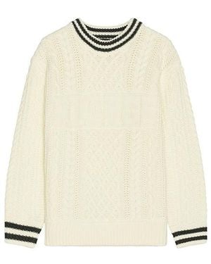 X-Large Cable Crewneck Knit Sweater - Natural