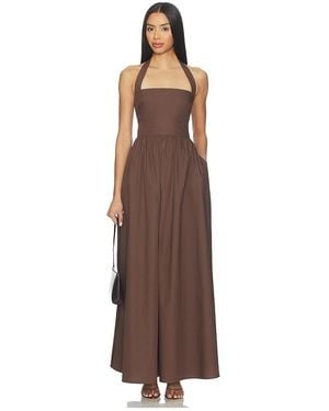 Susana Monaco X Revolve Poplin Tie Halter Dress - Brown