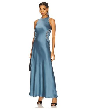 4th & Reckless Aver Satin Maxi Dress - Blue