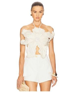 PATBO Hand Beaded Flower Top En Color Blanco Talla (También En S)