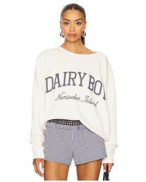 Dairy Boy Cut Off Nantucket Island Crewneck Sweatshirt - White