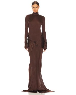 Helsa Slinky Jersey Sarong Maxi Dress - Brown