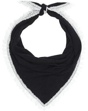 Ganni Wool Lace Triangular Scarf - Black