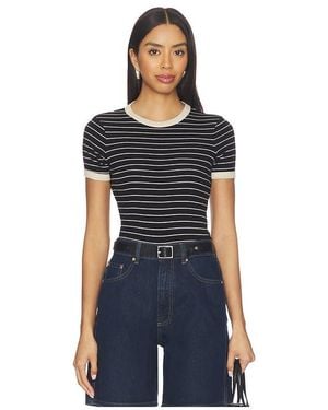 Enza Costa Cotton Stripe Classic Short Sleeve Tee - Blue