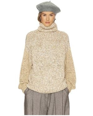 Helsa Carrmen Marled Knit Funnel Neck - Natural