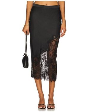 Fleur du Mal Silk And Lace Scallop Midi Skirt - Black