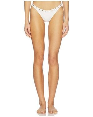 With Jean Julia Eyelet Bikini Bottom - White