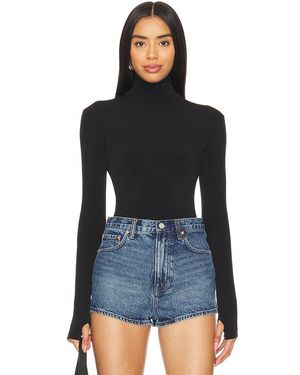 Norma Kamali Slim Fit Long Sleeve Turtleneck Top - Black