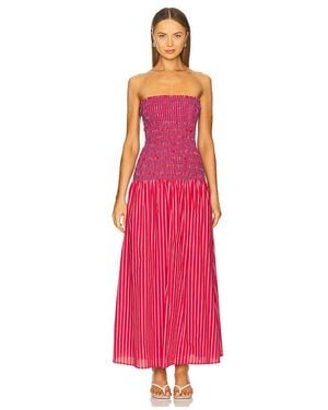 Line & Dot Claudine Smocked Dress - Red