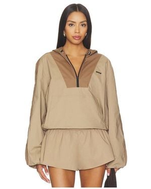 Skims Woven Cotton Half Zip Jacket - Natural