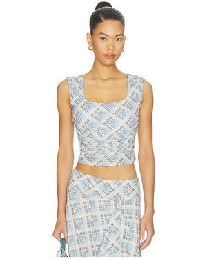 SOVERE Novalyn Plaid Top - White
