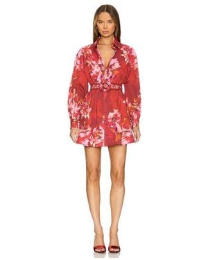 Hemant & Nandita Short Dress With Buckle Belt - Red