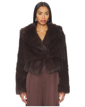 The Sei Faux Fur Bomber Jacket - Brown