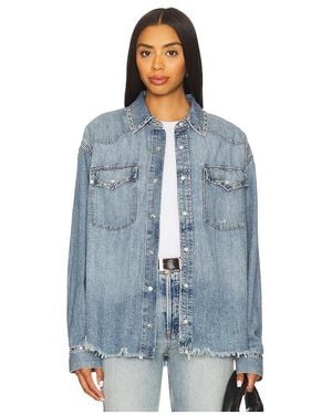 RE/DONE Distressed Western Shirt - Blue