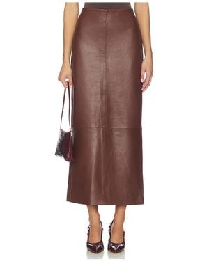 St. Agni Leather Column Skirt - Brown