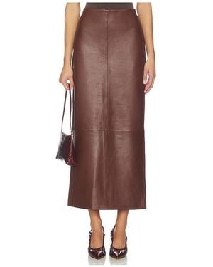 St. Agni Leather Column Skirt - Brown