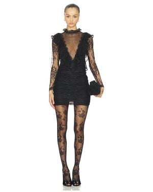 PATBO Laila Lace Long Sleeve Short Dress - Black