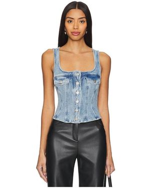 GOOD AMERICAN Jeanius Button Front Corset - Blue