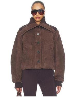 The Attico Suede Bomber Jacket - Braun