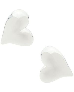 Jenny Bird Pendientes De Tachuela Heart En Color Plateado Metálico Talla - Blanco